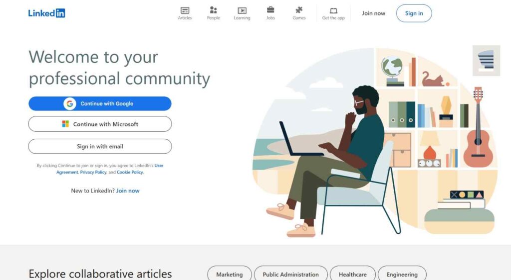 Official website of LinkedIn homepage