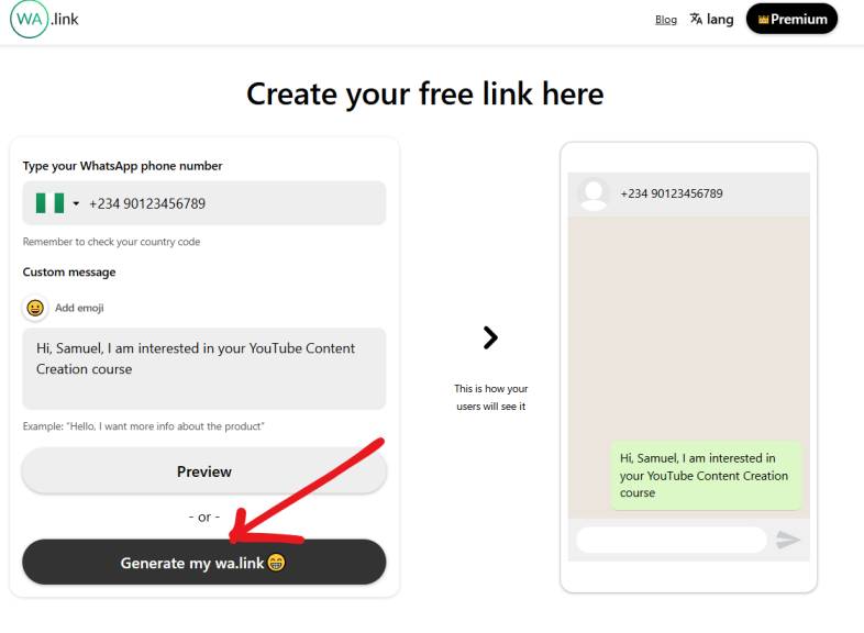 Hoe to generate your WhatsApp link and custom message